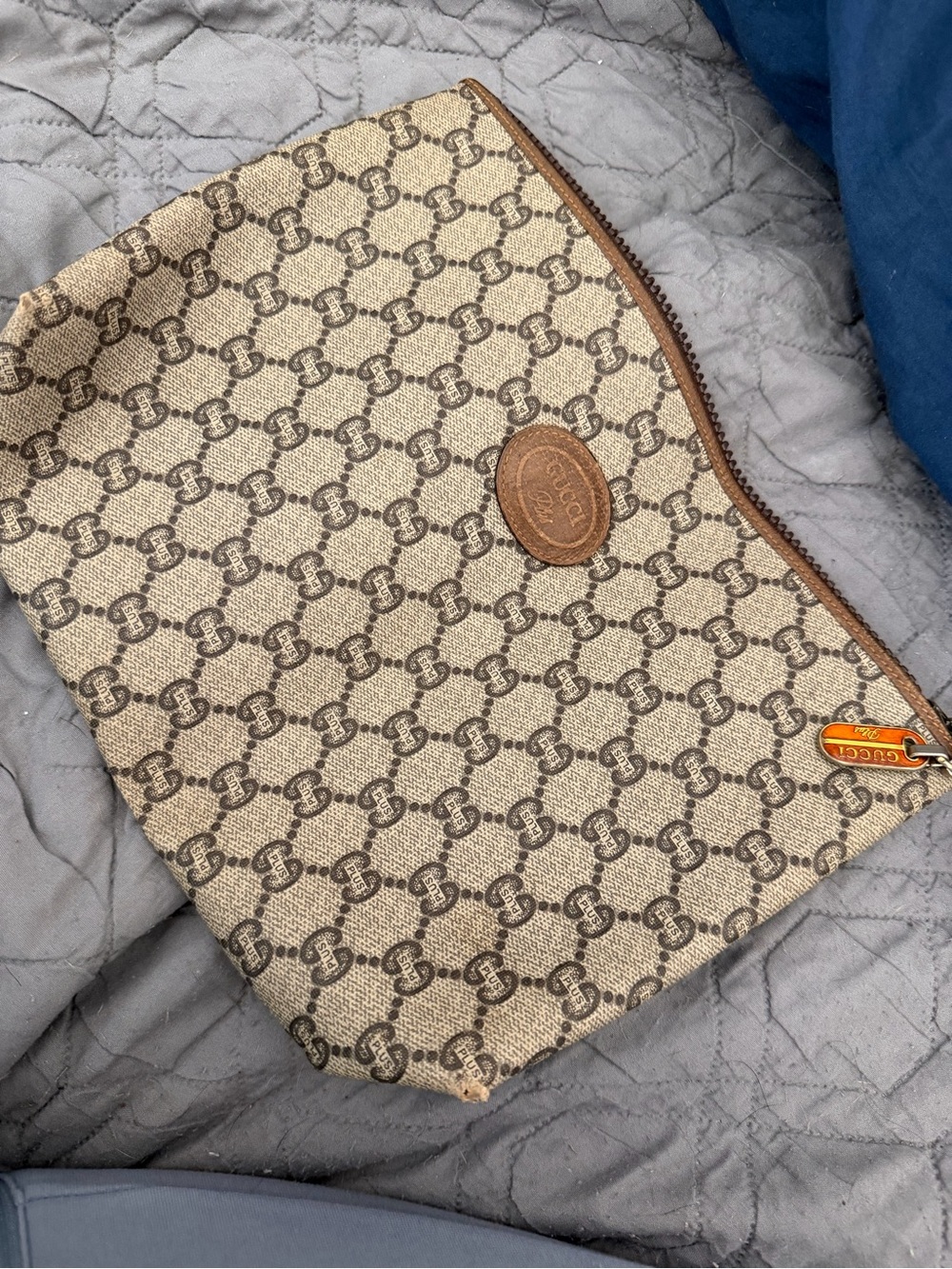 Gucci Brown/Tan Monogram Canvas Toiletry Pouch